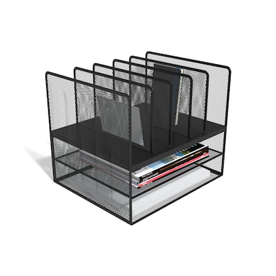 Staples 7 Compartment Wire Mesh File Organizer, Matte Black, 2/Case (TR57537CT)