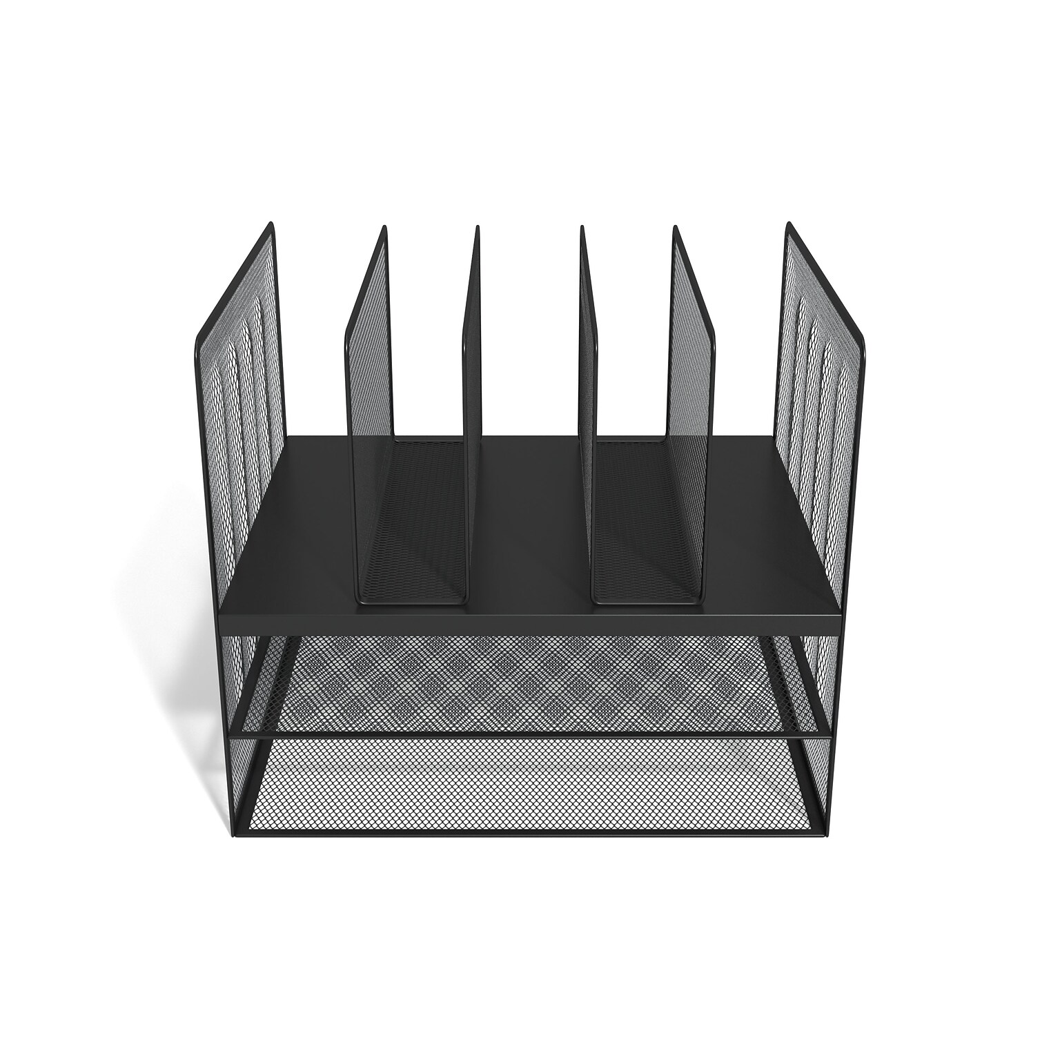 Staples 7 Compartment Wire Mesh File Organizer, Matte Black, 2/Case (TR57537CT)