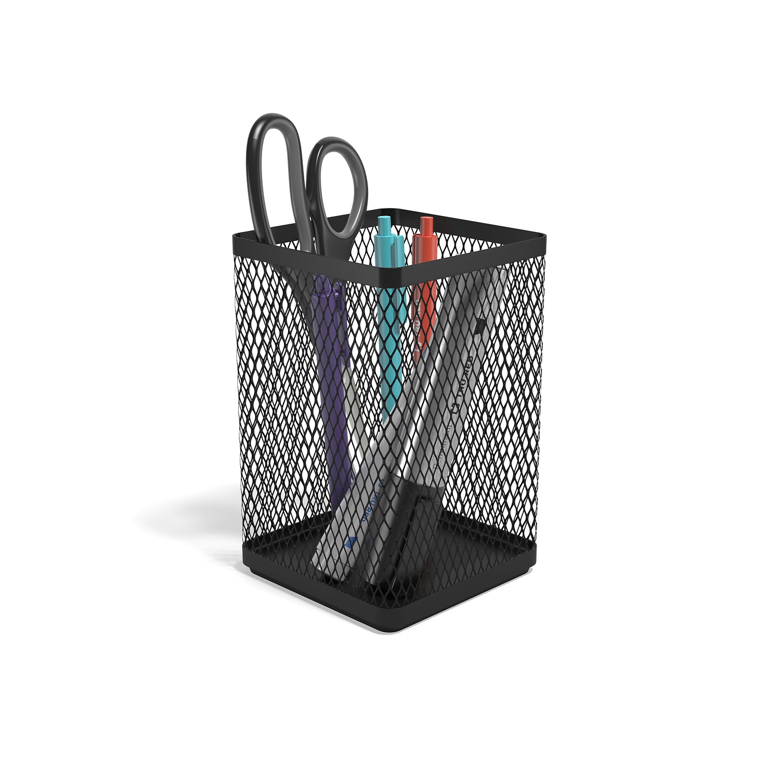 TRU RED™ Jumbo Stackable Metal Mesh Pen Holder, Matte Black (TR57573-CC)
