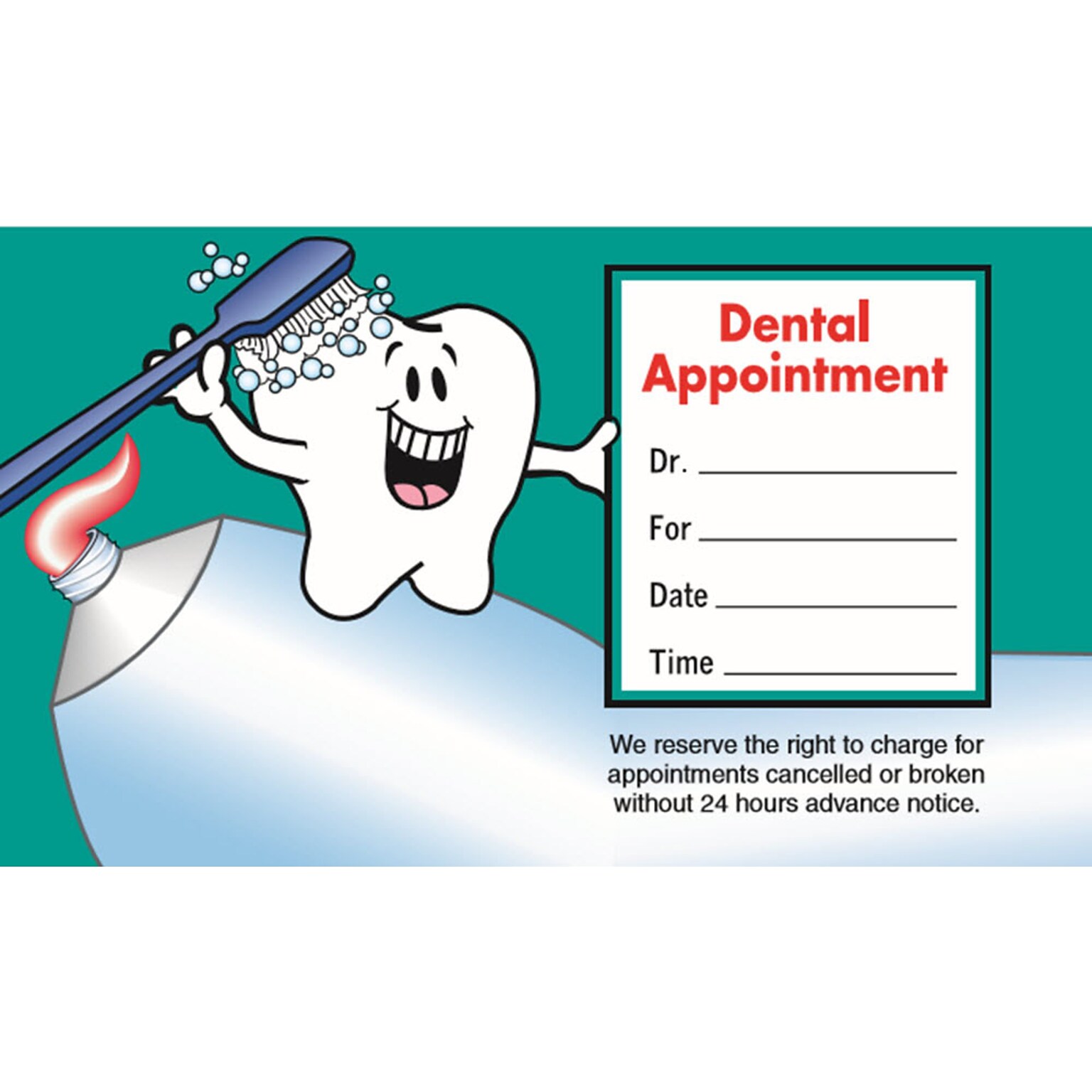 Custom Full Color Sticker Appt. Cards, Right Rectangle, Flat Print, Horizontal, 1-Sided