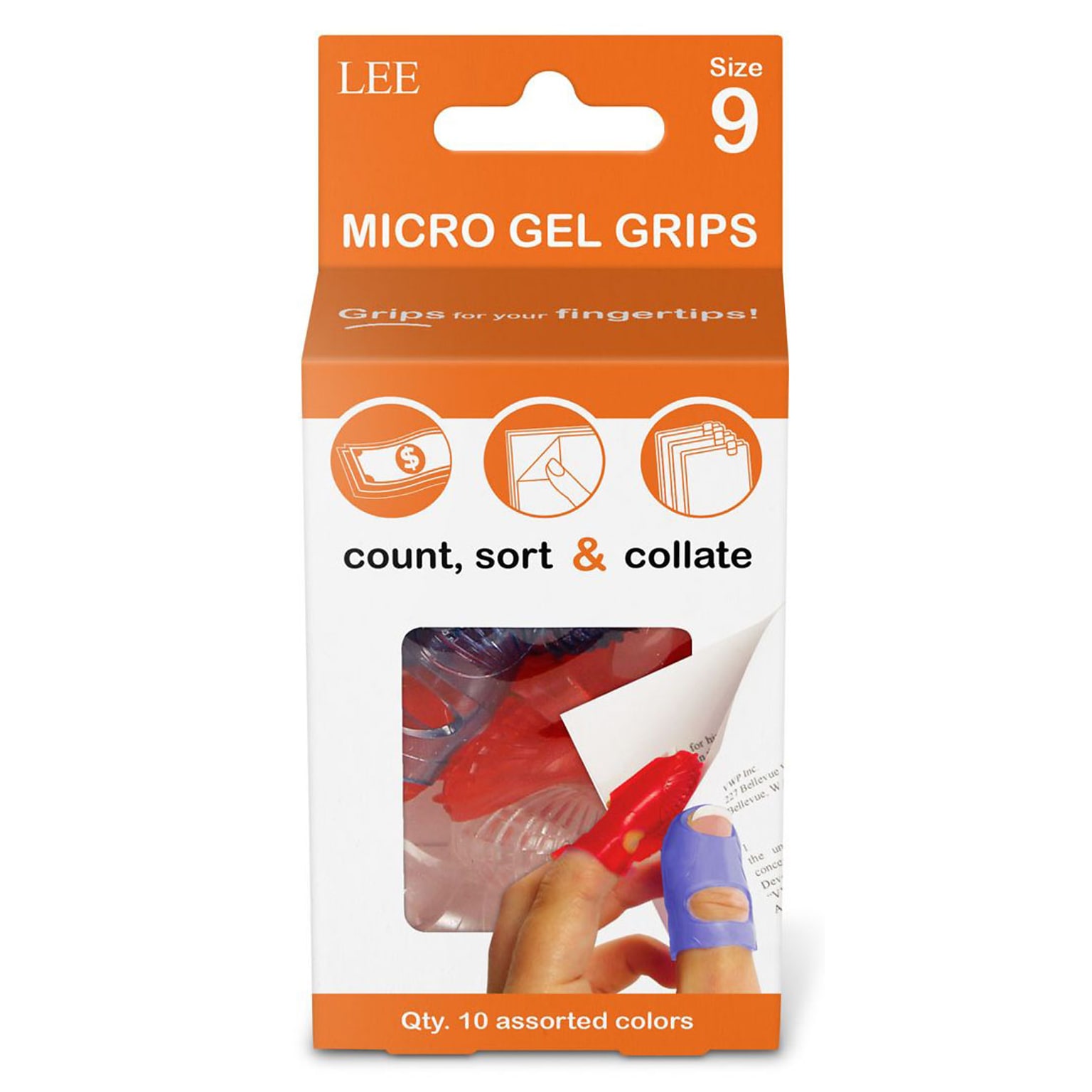 Lee Tippi Grips Large Finger Pad, Assorted Colors, 10/Pack (LEE61090)