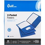 Quill Brand® 2-Pocket Folders, Blue, 25/Box (712520)