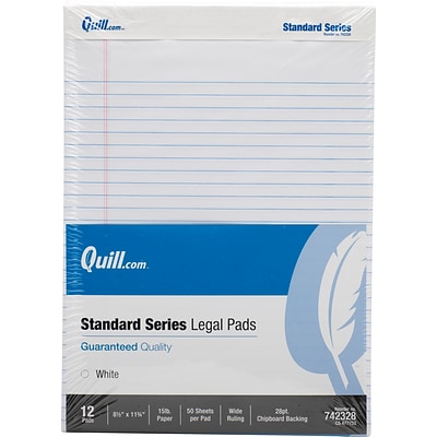 White 50 Sheets Universal 30630 Premium Ruled Writing Pads 12 Legal/Wide 8 1/2 x 11 