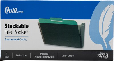 Quill Brand® Single Pocket Plastic Letter Size Wall File, Smoke (737301)