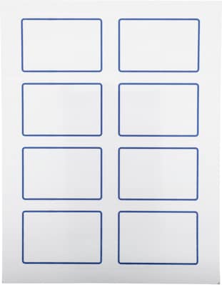 Quill Brand Self Adhesive Name Badges, 2-1/3" x 3-3/8", White/Blue, 8 Labels/Sheet, 50 Sheets/Pack (Compare to Avery 5895)