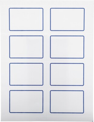 Quill Brand Self Adhesive Name Badges, 2-1/3" x 3-3/8", White/Blue, 8 Labels/Sheet, 50 Sheets/Pack (Compare to Avery 5895)