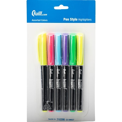 Quill Brand® Pen Style Highlighters, Chisel Point, Assorted, 6/Pack (10398-QCC)