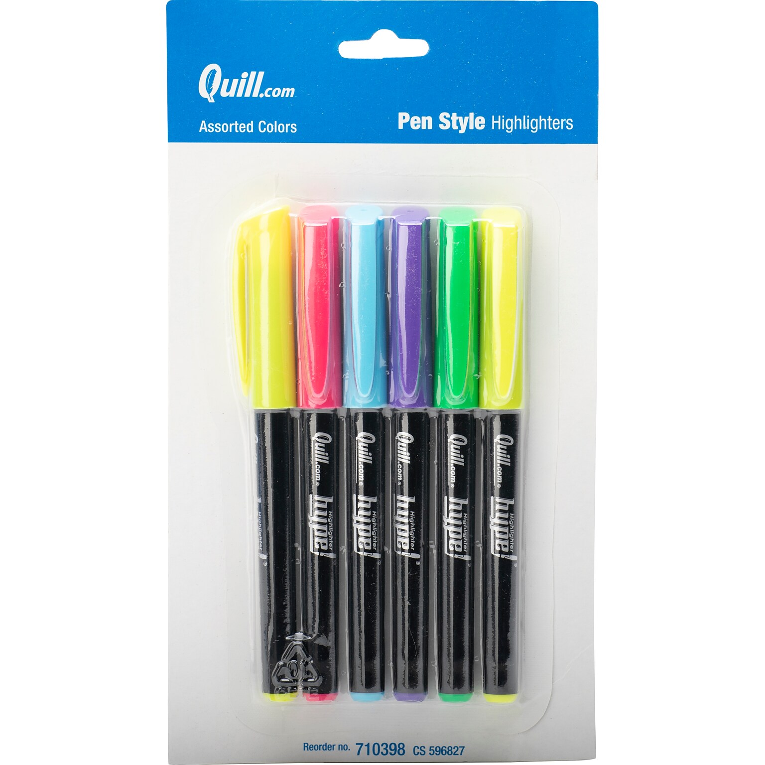 Quill Brand® Pen Style Highlighters, Chisel Point, Assorted, 6/Pack (10398-QCC)