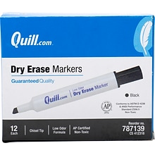 Quill Brand® Dry Erase Markers, Chisel Point, Black, 1 Dozen (787139)