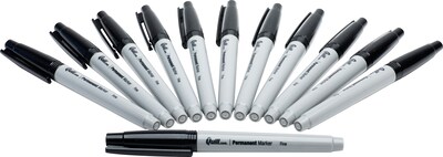 Quill Brand® Permanent Markers, Fine Point, Black, Dozen (787901