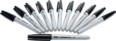 Quill Brand® Permanent Markers, Fine Tip, Black, 12/Pack (787901)