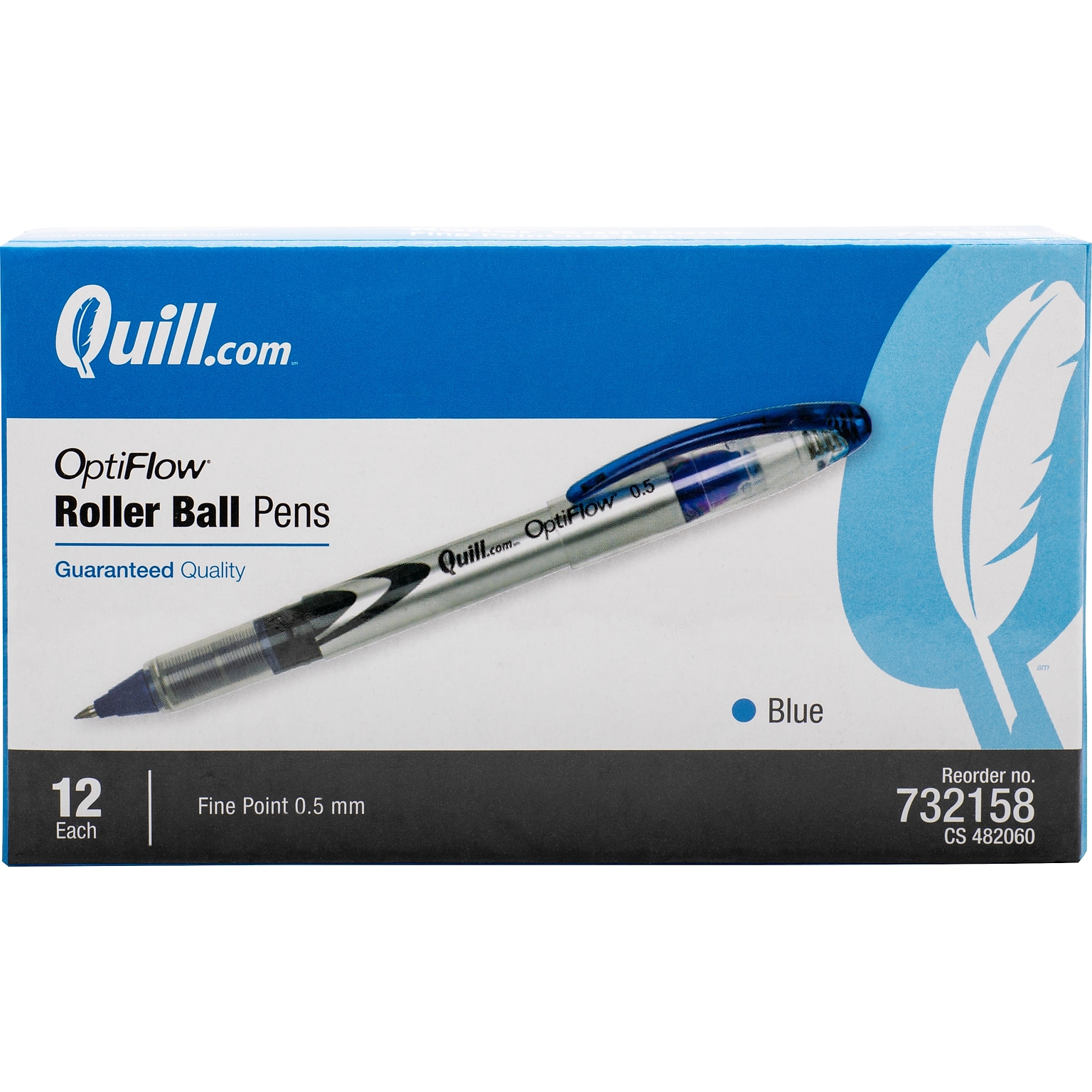 Quill Brand® Rollerball Pens, Fine Point, Blue, Dozen (32158-QL)