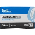 Quill Brand® Ideal #2 Small Butterfly Clips, Silver, 50/Box (10674QL)