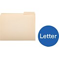 Quill Brand® Heavy-Duty Reinforced File Folders, 1/3-Cut, Letter Size, Assorted Tabs, Manila, 50/Box