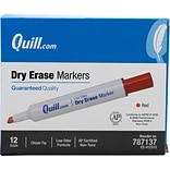 Quill Brand® Dry Erase Markers, Chisel Tip, Red, 12/Pack (787137)