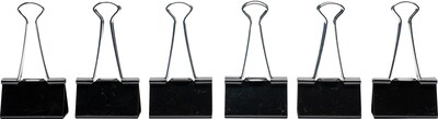 Quill Brand® Large 2” Wide Binder Clips, 1" Capacity, Black, 12/Box (721000-QCC)