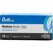 Quill Brand® Medium Binder Clips, 5/8 Capacity, 12/Box (720500-QCC)