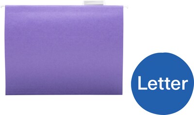 Quill Brand® Hanging File Folders, 1/5-Cut, Letter Size, Violet, 25/Box (7387QVT)
