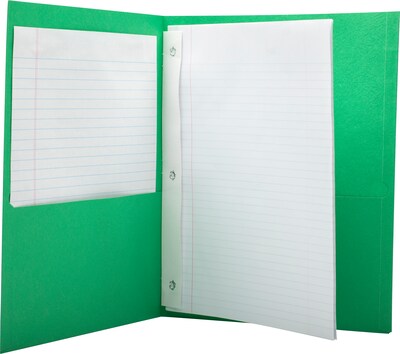 Quill Brand® 2-Pocket Folders With Fasteners Green, 25/Box (712860)