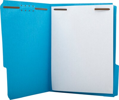 Quill Brand® Standard 3-Tab Colored File Folders, 2-Fasteners, Letter, Assorted Tabs, Blue, 50/Bx (7354BE)