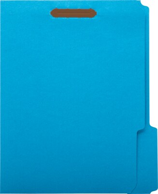 Quill Brand® Standard 3-Tab Colored File Folders, 2-Fasteners, Letter, Assorted Tabs, Blue, 50/Bx (7354BE)