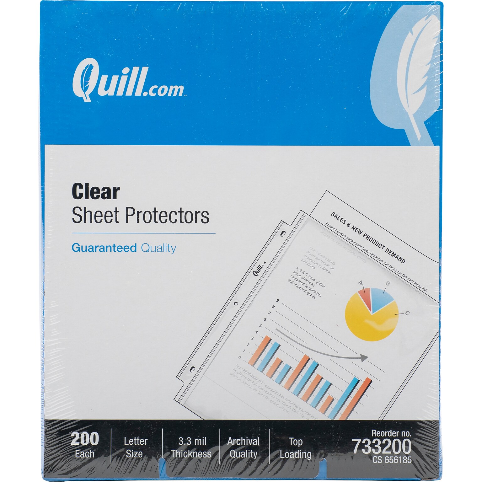 Quill Brand® Top-Loading Heavyweight Sheet Protectors, 8-1/2 x 11, Clear, 200/Box (733200)