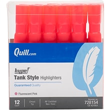 Quill Brand® Tank Style Highlighters, Chisel Tip, Fluorescent Pink, Dozen (12271-QCC)