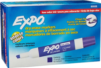 Expo Dry Erase Markers, Chisel Tip, Purple, 12/Pack (80008DZ)