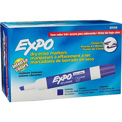 Expo Dry Erase Markers, Chisel Tip, Purple, 12/Pack (80008DZ)