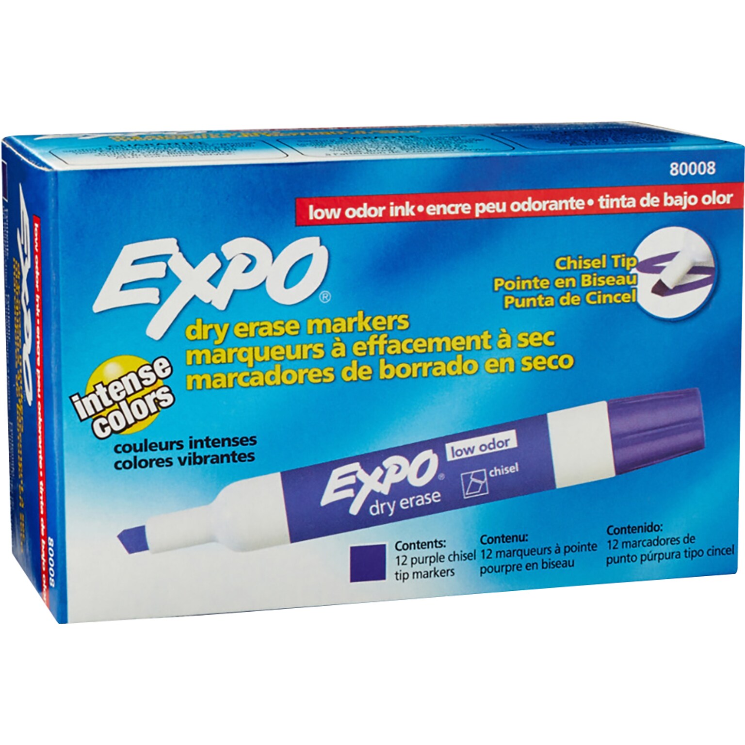 Expo Tank Dry Erase Markers, Chisel Tip, Purple, 12/Pack (80008DZ)