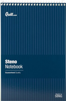 Quill Brand® Steno Pads, 6 x 9, Gregg Ruled, Green, 80 Sheets/Pad, 12 Pads/Pack (SBNG)