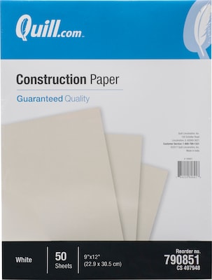 Quill Brand® 9 x 12 Construction Paper, White, 50 Sheets/Pack (790851)