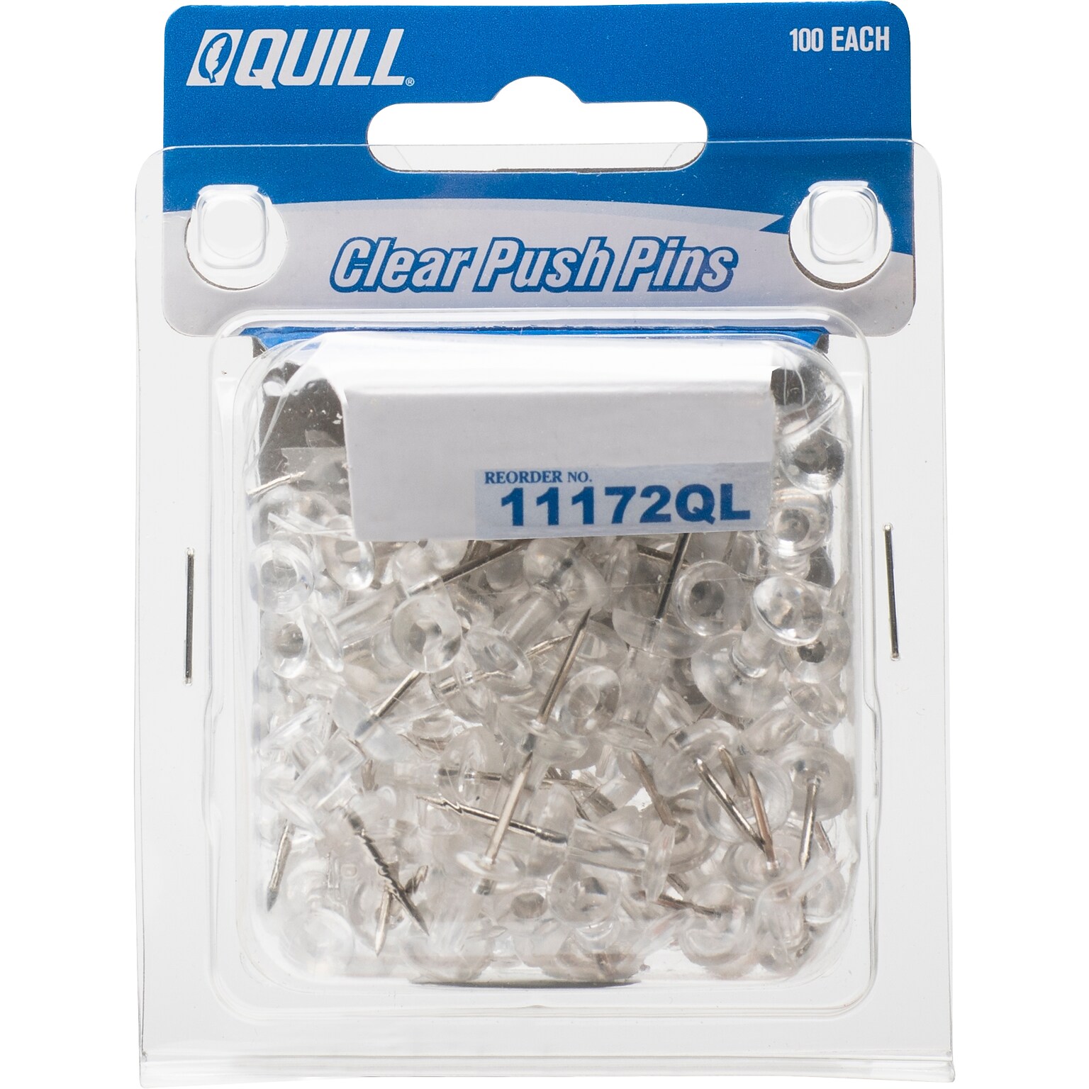 Quill Brand®  Push Pins, Clear, 100/Pack (11172-QC)