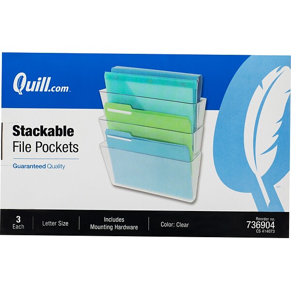Quill Brand® 3-Pocket Plastic Letter Size  Wall Pockets, Clear (736904)