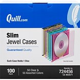 Quill Brand® Slim Jewel Cases for Discs, Assorted,  100/BX (11072-CC)