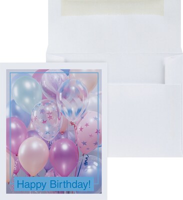 Custom Birthday Balloons Greeting Cards, With Envelopes, 4-1/4 x 5-3/8, 25 Cards per Set