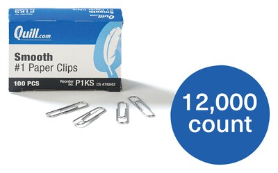 Quill Brand® Regular Paper Clips, 12,000/Carton (P1KSCT)