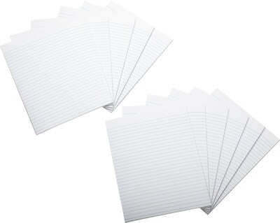 Quill Brand Notepad, 8.5" x 11", Wide Ruled, White, 50 Sheets/Pad, 12 Pads (RP811W)