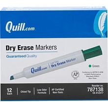 Quill Brand® Dry Erase Markers, Chisel Tip, Green, 12/Pack (787138)