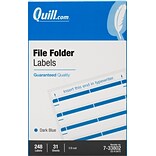 Quill Brand® Laser/Inkjet File Folder Labels, 19/32 x 3-1/2, Dark Blue, 248 Labels (733802)