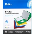 Quill Brand® 2-Pocket Folders With Fasteners, Assorted, 25/Box (7128AD)