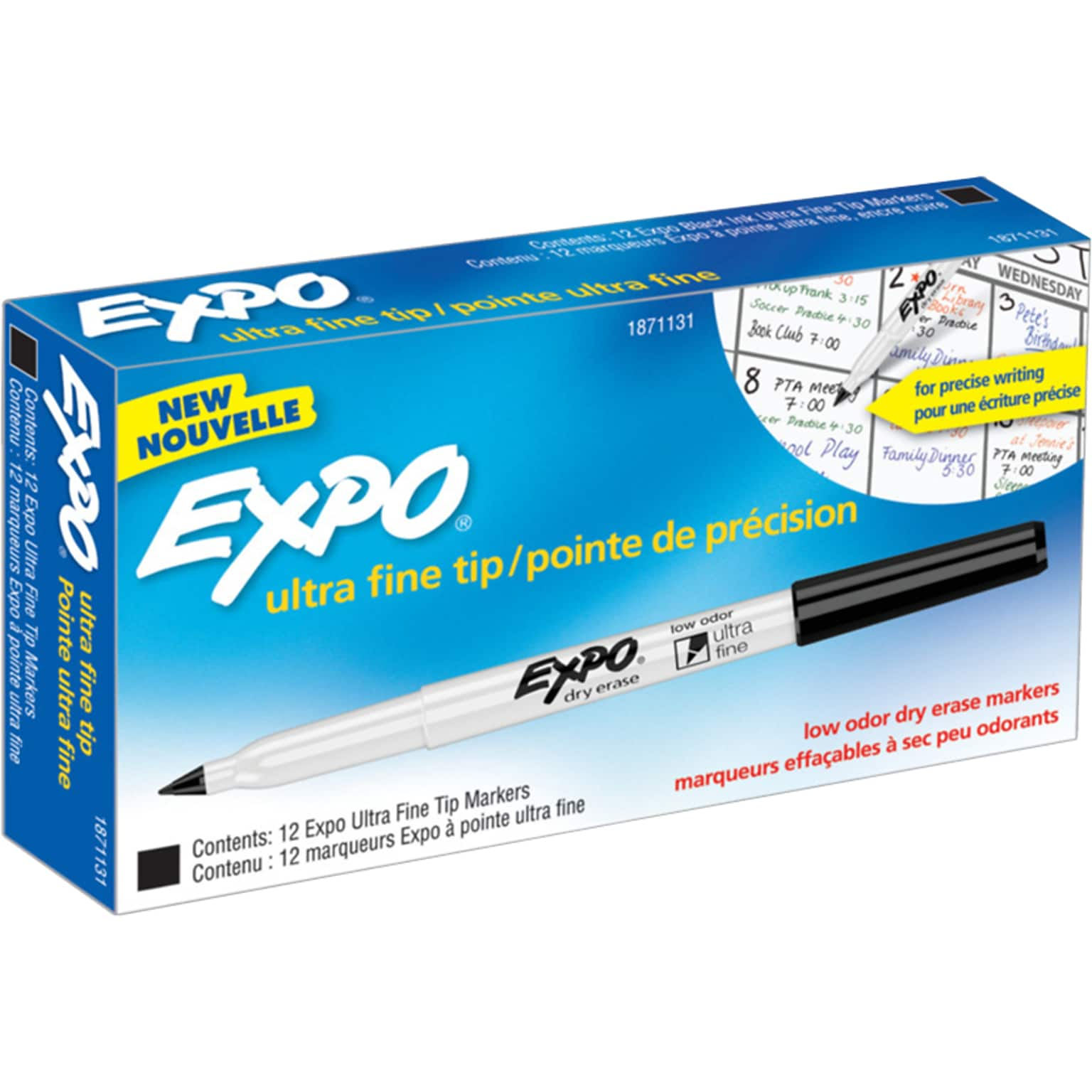 Expo Dry Erase Markers, Ultra Fine Tip, Black, 12/Pack (1871131)