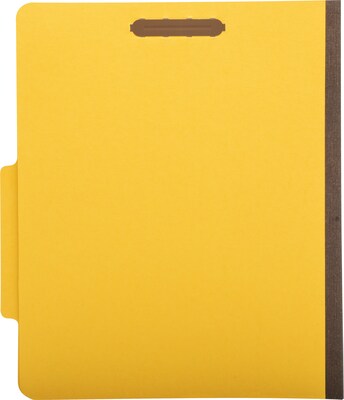 Quill Brand® 2/5-Cut Tab Pressboard Classification File Folders, 1-Partition, 4-Fasteners, Letter, Yellow, 15/Box (746038)