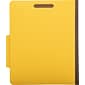 Quill Brand® 2/5-Cut Tab Pressboard Classification File Folders, 1-Partition, 4-Fasteners, Letter, Yellow, 15/Box (746038)