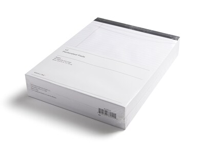 Baseline Perforated Pad, Letter, Wide Rules, White, 50 Sheets/Pad, 12 Pads/Pack (BL57657)