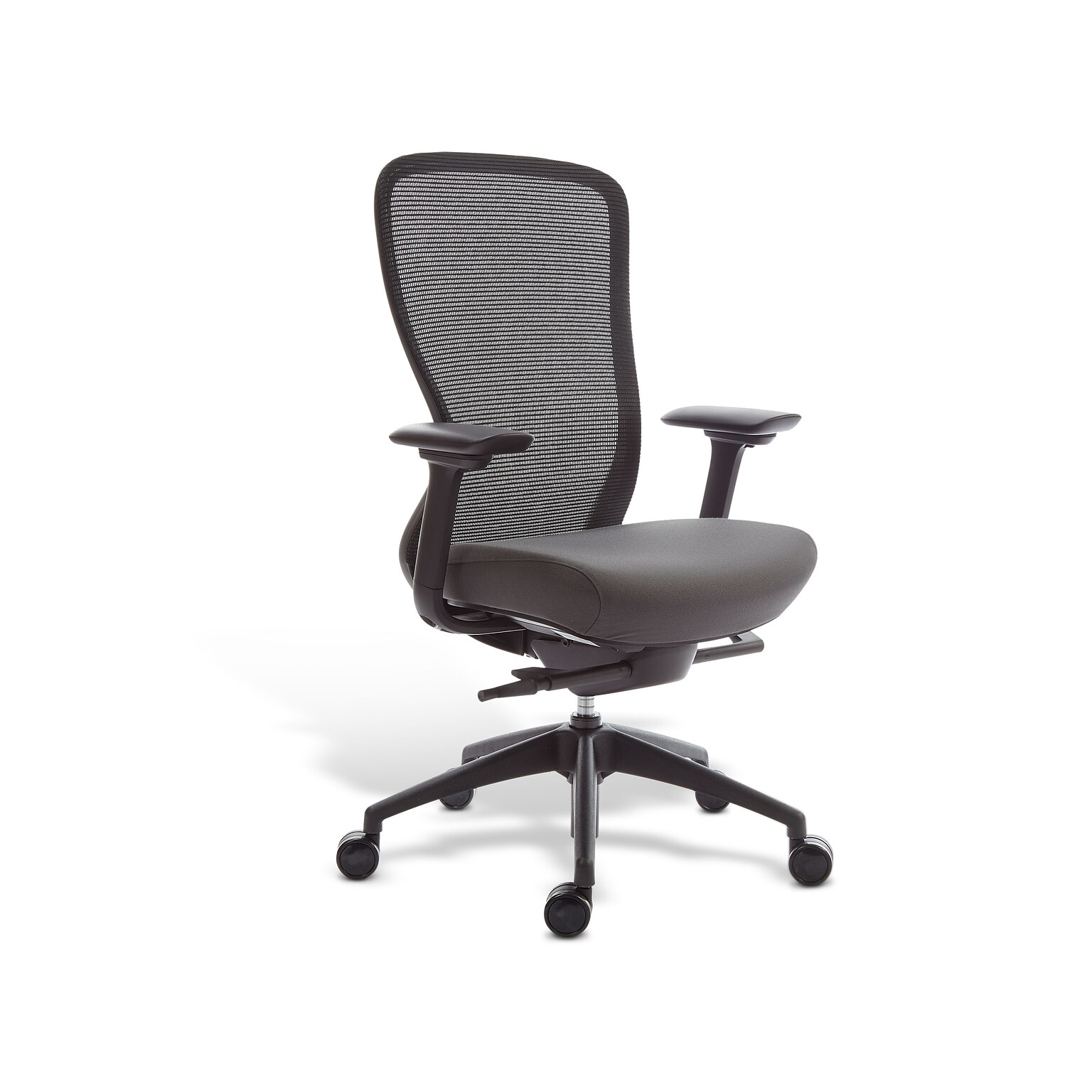 Union & Scale™ Workplace2.0™ Ergonomic Ayalon Mesh Back Fabric Swivel Task Chair, Black/Gray (UN59409)