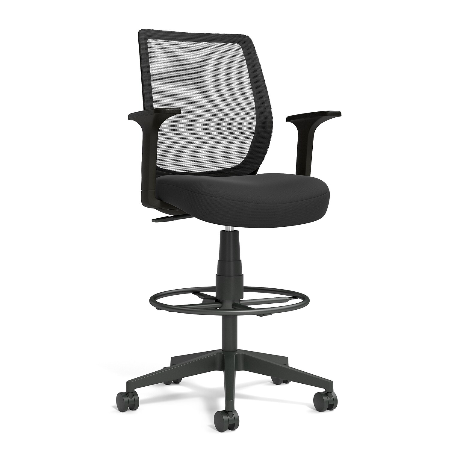 Essentials™ Mesh Back Fabric Drafting Stool, Black (UN59384)