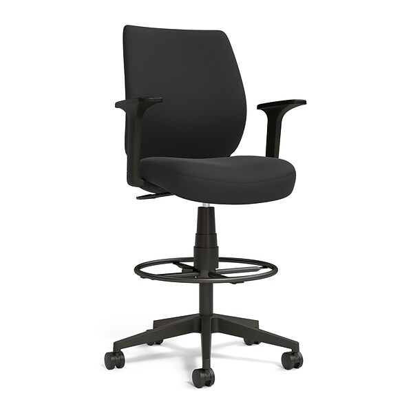 Essentials™ Fabric Drafting Stool, Black (UN59388)