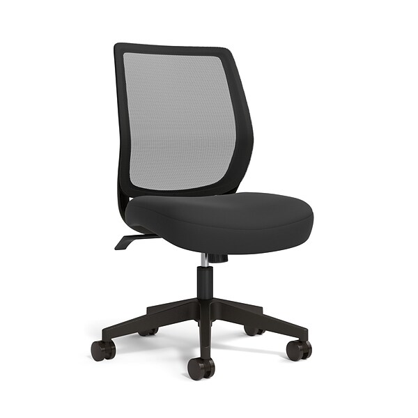 Union & Scale™ Essentials™ Armless Ergonomic Fabric Swivel Task Chair, Black (UN59378)