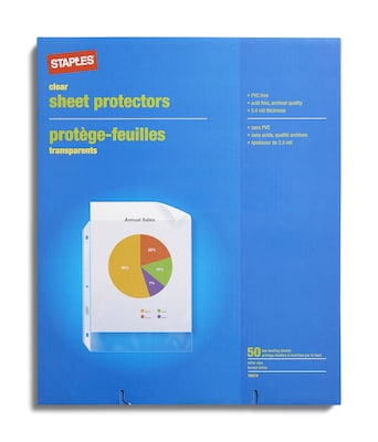Staples Medium Weight Sheet Protectors, 8-1/2 x 11, Clear, 50/Box (10519-CC)